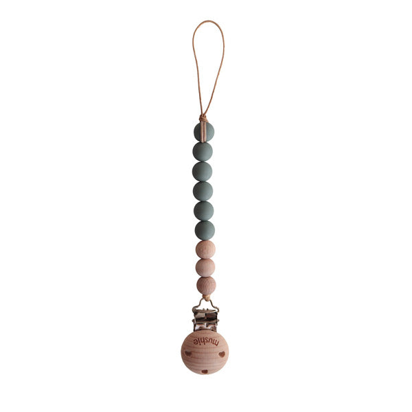 Mushie Pacifier Clip Cleo - Dried Thyme