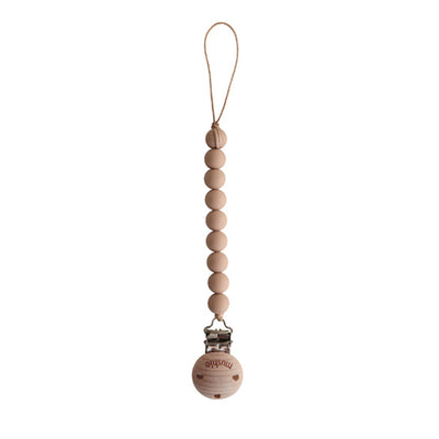 Mushie Pacifier Clip Cleo - Pale Taupe