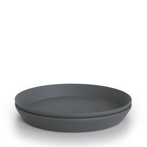 Mushie Round Dinnerware Plates, Set of 2 - Smoke