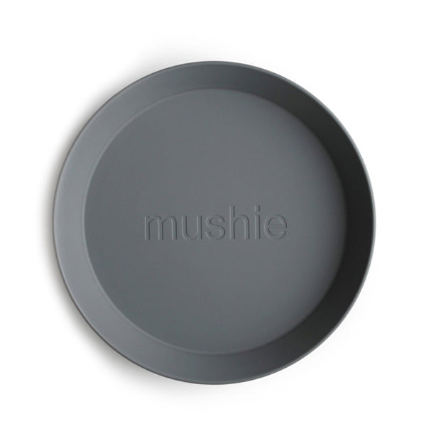 Mushie Round Dinnerware Plates, Set of 2 - Smoke