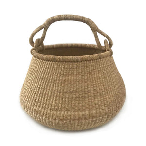 Natural Bolga Pot Basket with Handle