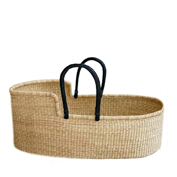 Natural Baby Moses Basket – Black Handles