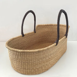 Natural Moses Basket – Brown Handles