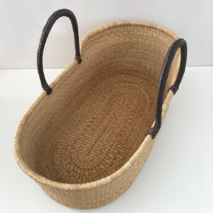Natural Moses Basket – Brown Handles
