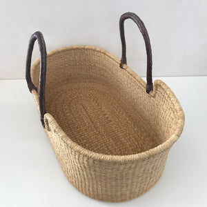 Natural Moses Basket – Brown Handles