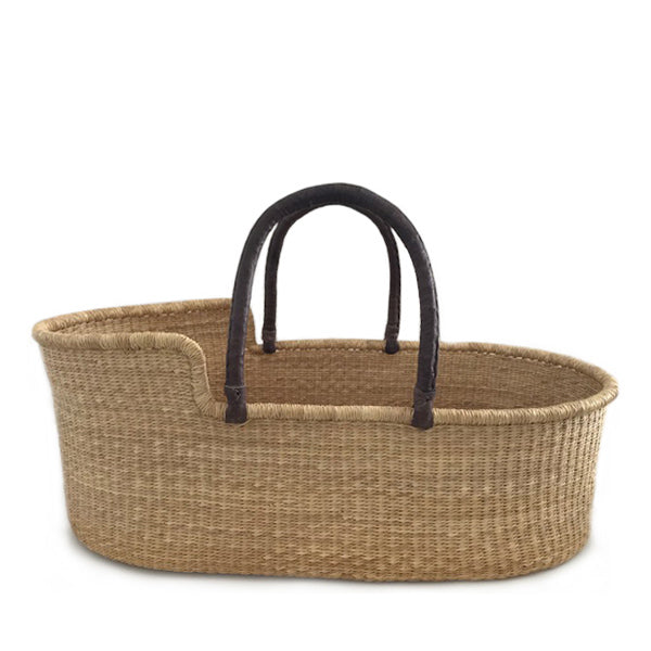 Natural Moses Basket – Brown Handles