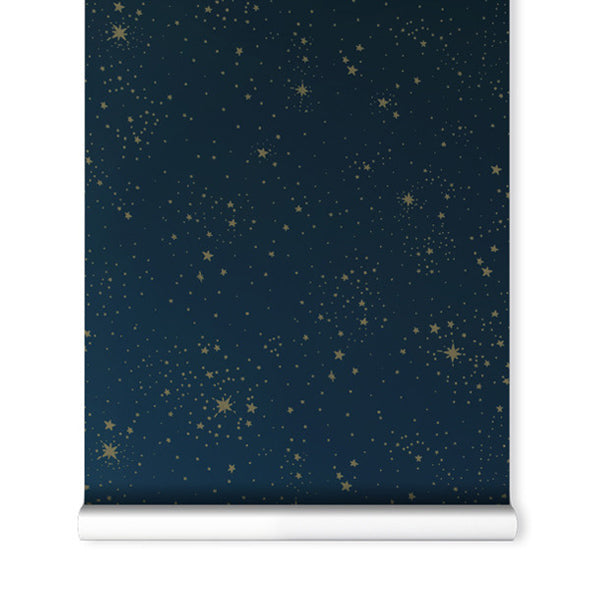 Nobodinoz Wallpaper – Gold Stella/Night Blue