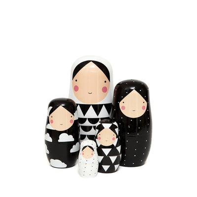 Petit Monkey Nesting Dolls – Black and White