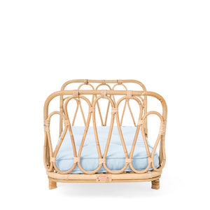 Poppie Rattan Doll's Day Bed - Baby Blue