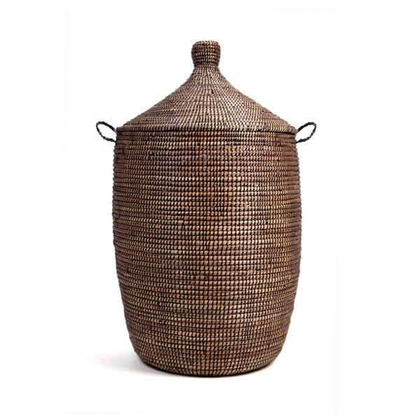 Hand Woven Lidded Basket – Black