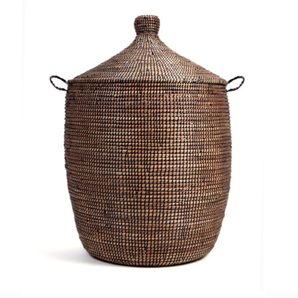 Hand Woven Lidded Basket XL – Black