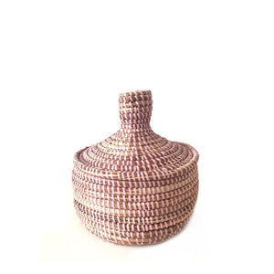 Hand Woven Lidded Bijoux Basket – Vintage Pink