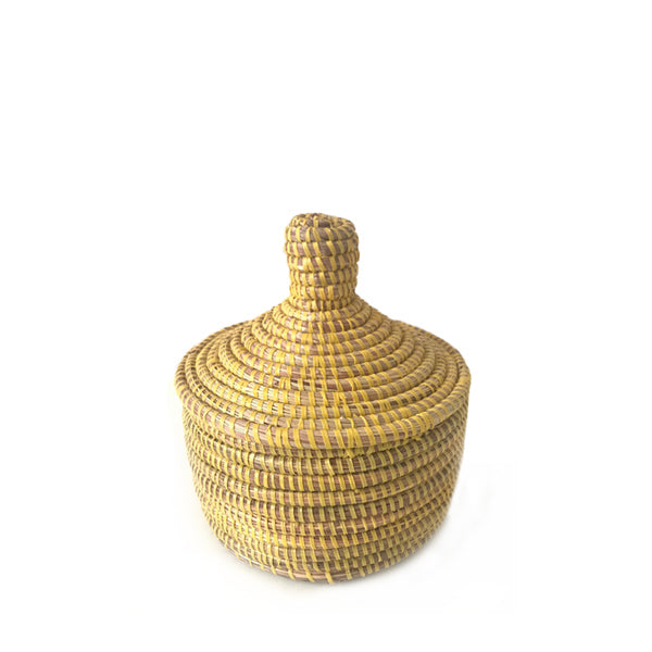 Hand Woven Lidded Bijoux Basket – Yellow