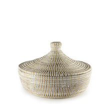 Hand Woven Lidded Tajine Basket – White