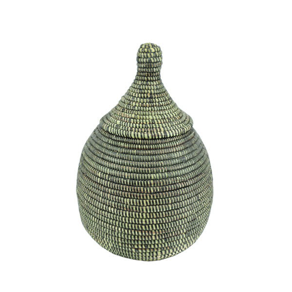 Hand Woven Lidded Gourd Basket – Black