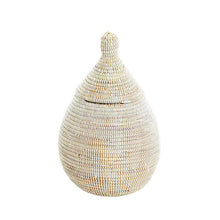 Hand Woven Lidded Gourd Basket – White