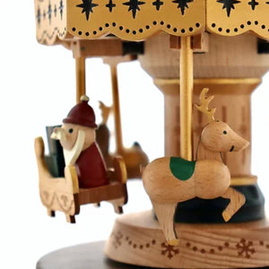 Wooderful Life Wooden Music Box - Santa & Reindeer Carousel