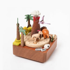 Wooderful Life Wooden Music Box - Volcano & Dinosaur