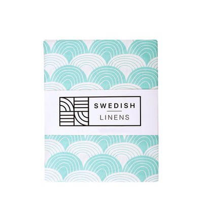 Swedish Linens Rainbows Fitted Sheet – Minty Blue