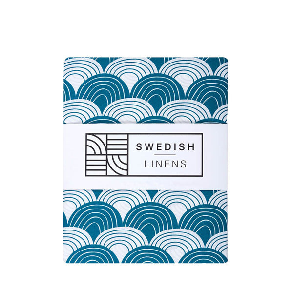 Swedish Linens Rainbows Fitted Sheet – Moroccan Blue