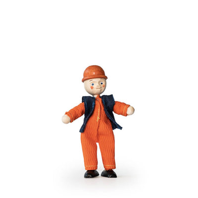 Trauffer Pilgram Flexible Wooden Doll - Job - Construction Worker with Helmet