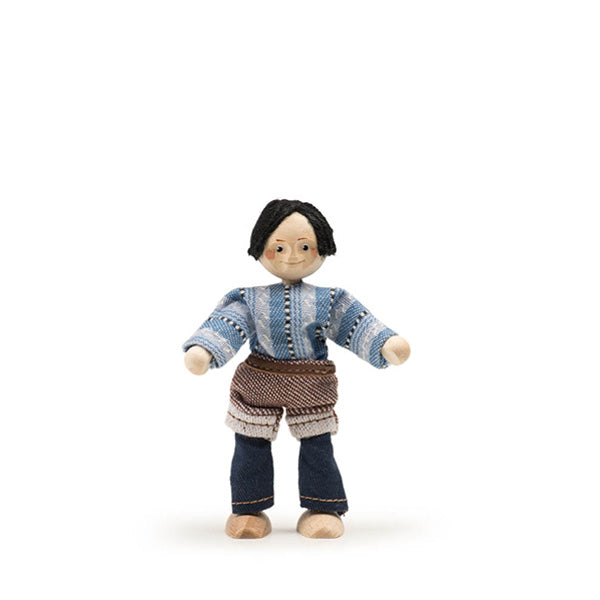 Trauffer Pilgram Flexible Wooden Doll - Swiss Wrestling - Black-Haired