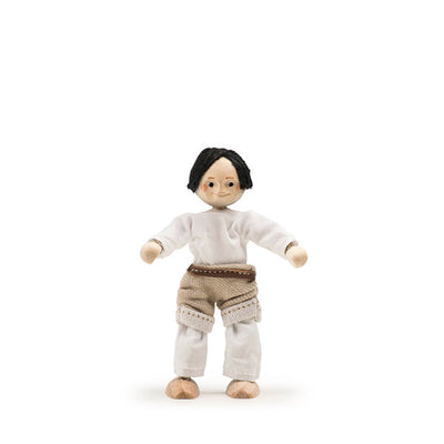 Trauffer Pilgram Flexible Wooden Doll - Swiss Wrestling Gymnastics - Black-Haired