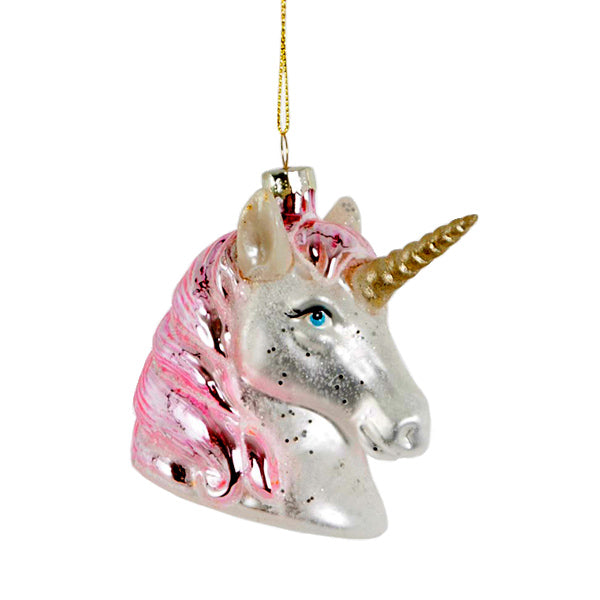 Glass Shaped Christmas Bauble - Unicorn Head