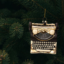 Vondels Glass Shaped Christmas Ornament - Black w/ Gold Typewriter