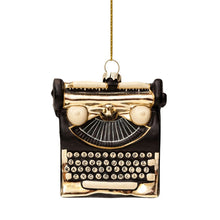 Vondels Glass Shaped Christmas Ornament - Black w/ Gold Typewriter