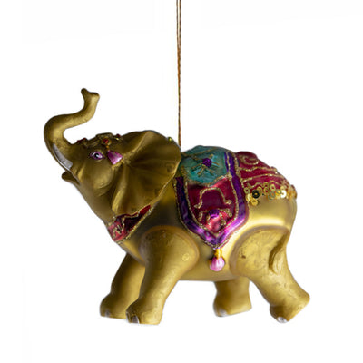 Vondels Glass Shaped Christmas Ornament - Decorated Elephant