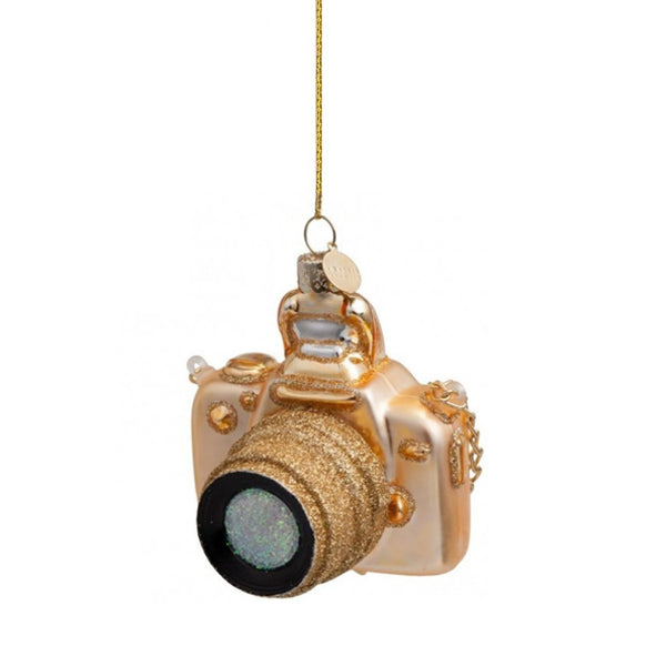 Vondels Glass Shaped Christmas Ornament - Gold Camera