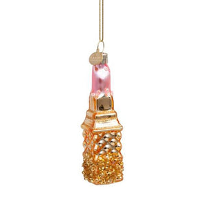Vondels Glass Shaped Christmas Ornament - Gold/Pink Lipstick