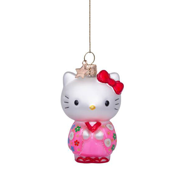 Vondels Glass Shaped Christmas Ornament - Hello Kitty w/kimono