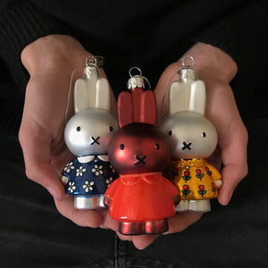 Vondels Glass Shaped Christmas Ornament - Miffy with Blue Flower Dress
