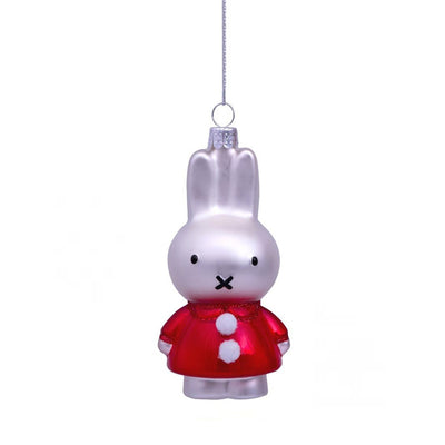 Vondels Glass Shaped Christmas Ornament - Miffy with Red Christmas Dress