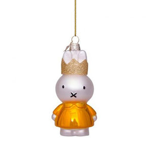 Vondels Glass Shaped Christmas Ornament - Miffy with Yellow Dress and Crown