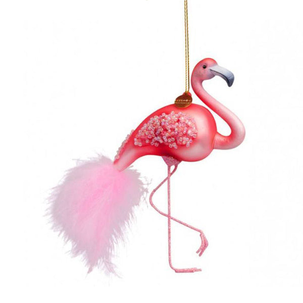 Vondels Glass Shaped Christmas Ornament - Pink Flamingo