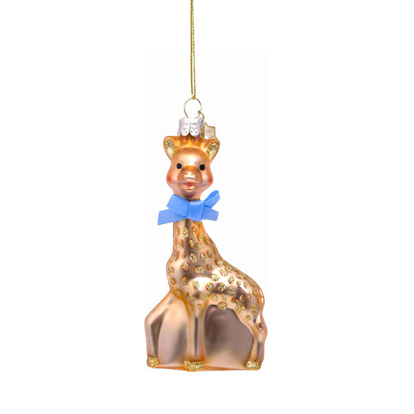 Vondels Glass Shaped Christmas Ornament - Sophie la Girafe Blue Bow