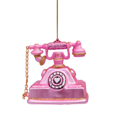 Vondels Glass Shaped Christmas Ornament - Vintage Telephone Pink