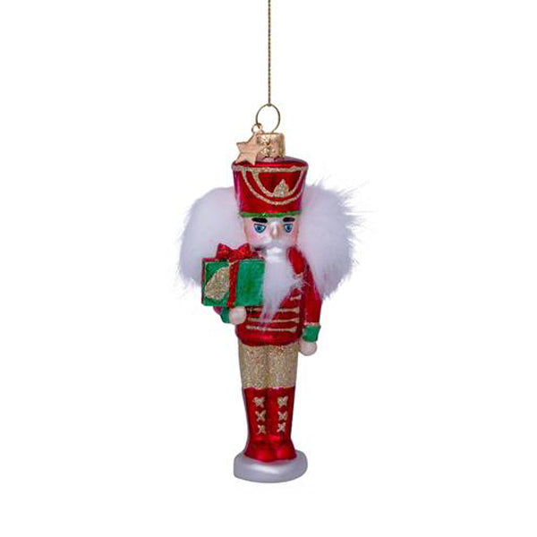 Vondels Glass Shaped Christmas Ornament - Nutcracker Red/Green