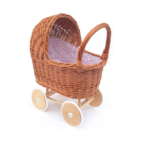 Wicker Pram with Bedding - Flower