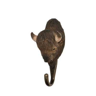 Wildlife Garden Hand Carved Animal Hook - American Bison