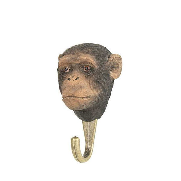 Wildlife Garden Hand Carved Animal Hook - Chimpanzee