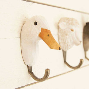 Wildlife Garden Hand Carved Animal Hook - Duck