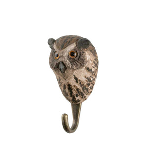 Wildlife Garden Hand Carved Animal Hook - Eagle Owl