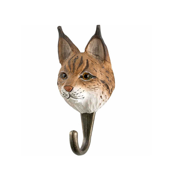 Wildlife Garden Hand Carved Animal Hook - Euroasian Lynx