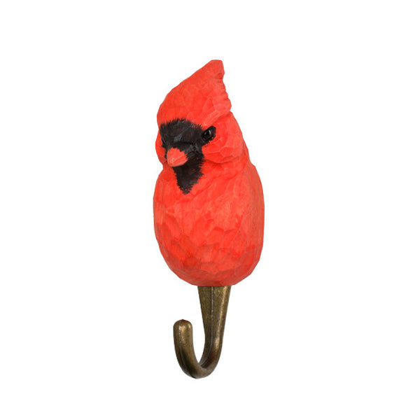 Wildlife Garden Hand Carved Animal Hook - Northern Cardinal