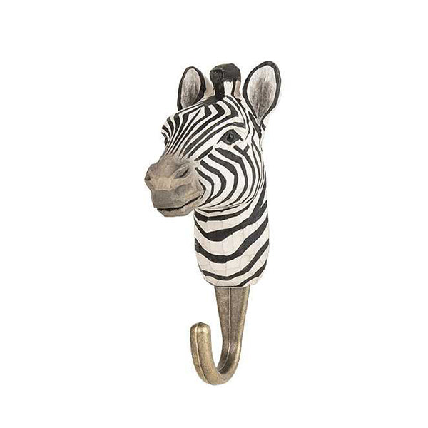 Wildlife Garden Hand Carved Hook - Zebra