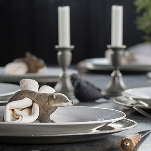 Wildlife Garden Hand Carved Napkin Ring - Badger